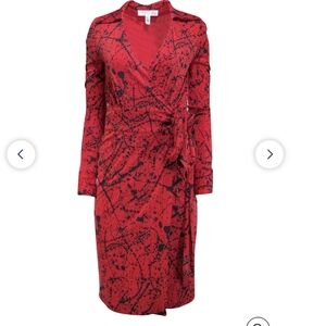 Diane Von Furstenberg Red and Black Spash Wrap Dress